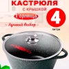 Кастрюля литая антипригарная ТМ Горница Гранит со стеклянной крышкой 4,0 л.