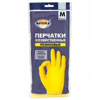 Перчатки хозяйственные, резиновые, 1 пара, AVIORA, размер M